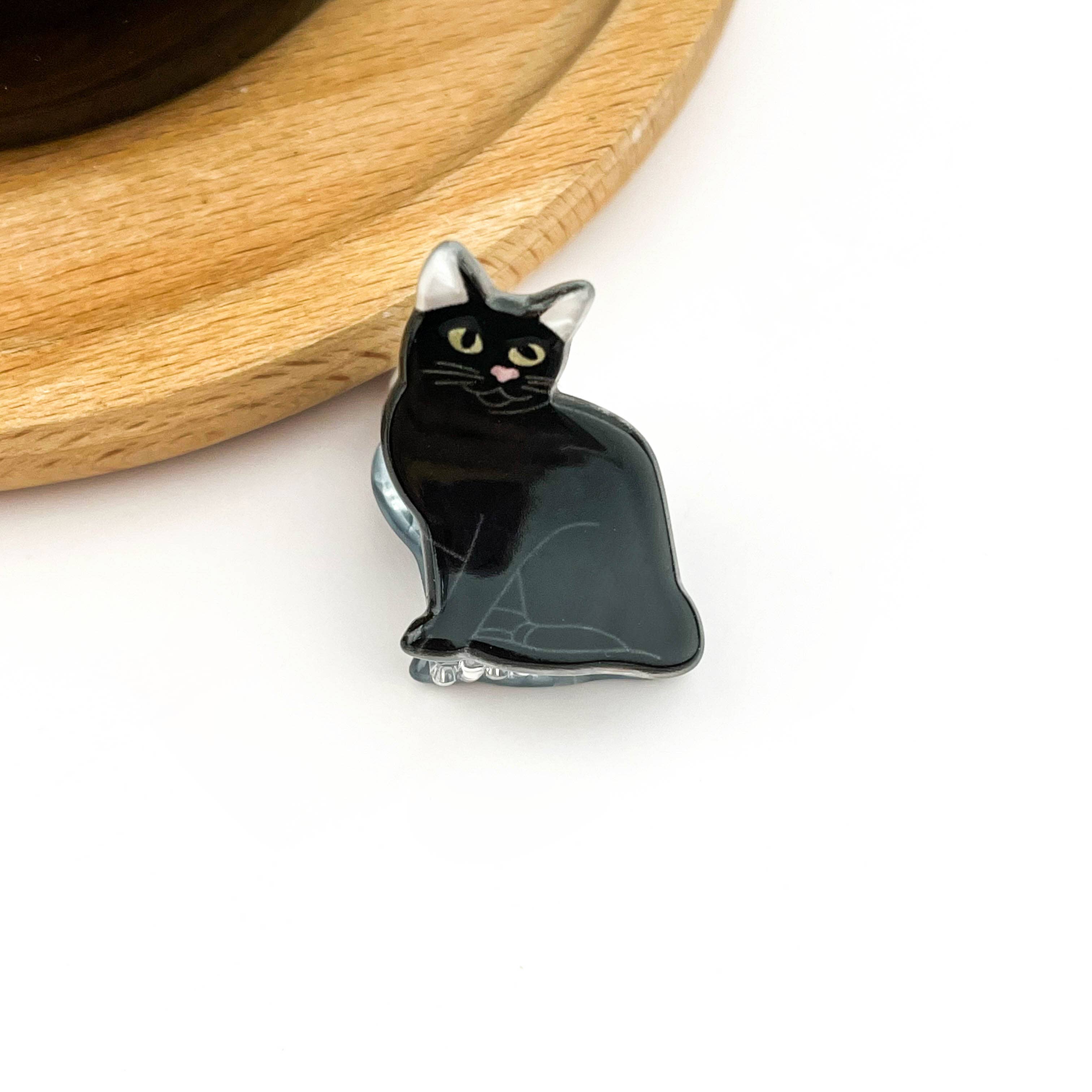 Mini Cat Hair Claw Clip - Black/White Hair Accessories TheDivaSoap