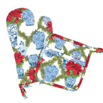 2 PC Oven Mitt Set - Poinsettias Seasonal 8 Oak Lane