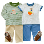 Lab w/ Leaves L/S T-Shirt - Green Stripe Boys Tees Luigi