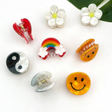 Mini Smiley Face Hair Claw Clip, Cute Floral Hair Clip: C Hair Accessories TheDivaSoap