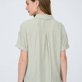 Canyon Comfort Button-Down Top - Sage Tops Blu Pepper