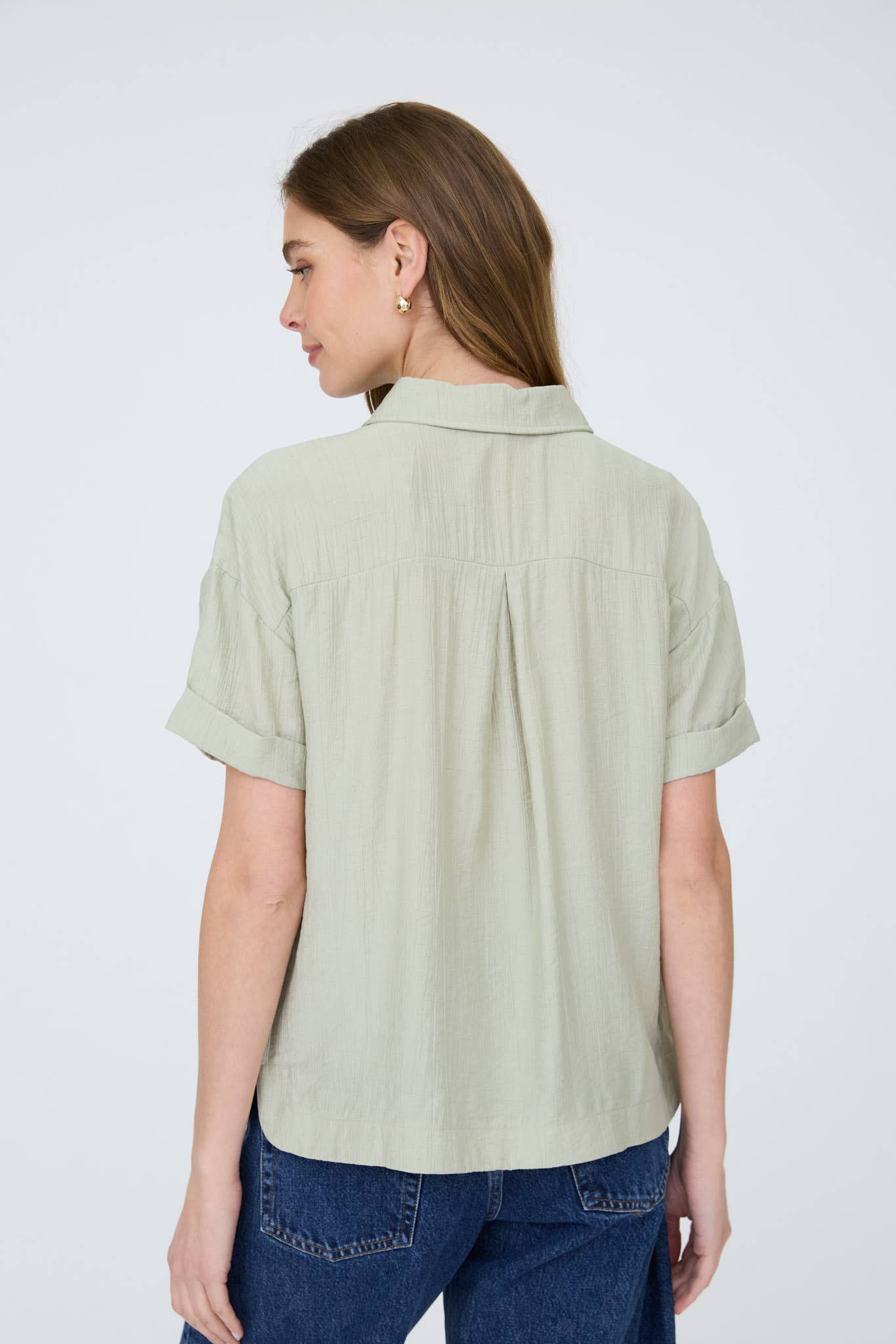 Canyon Comfort Button-Down Top - Sage Tops Blu Pepper