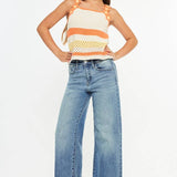 Girls Raw Edge Wide Leg Jeans - Medium