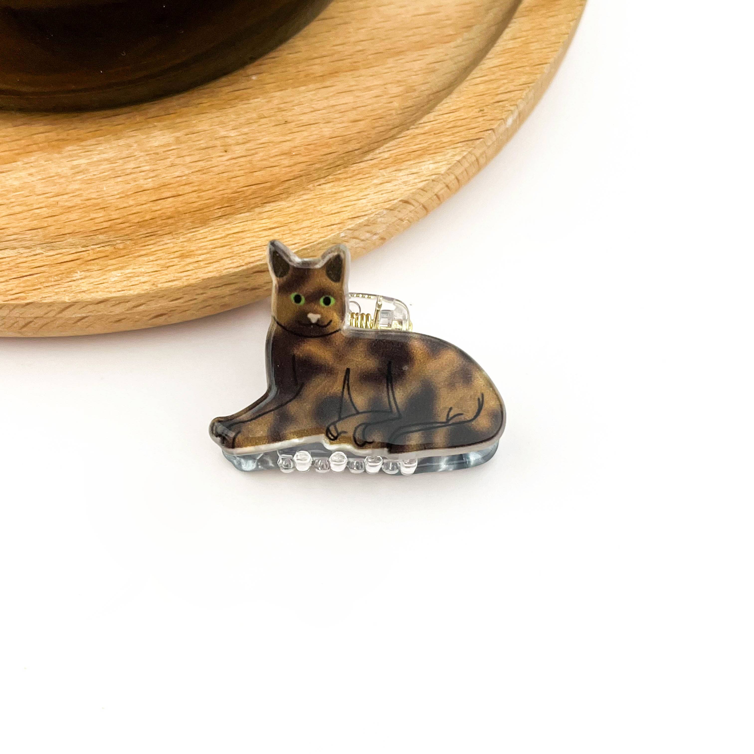 Mini Cat Hair Claw Clip - Black/White Hair Accessories TheDivaSoap