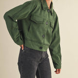 Whipstitch Suede Jacket - Hunter Green Outerwear &MERCI