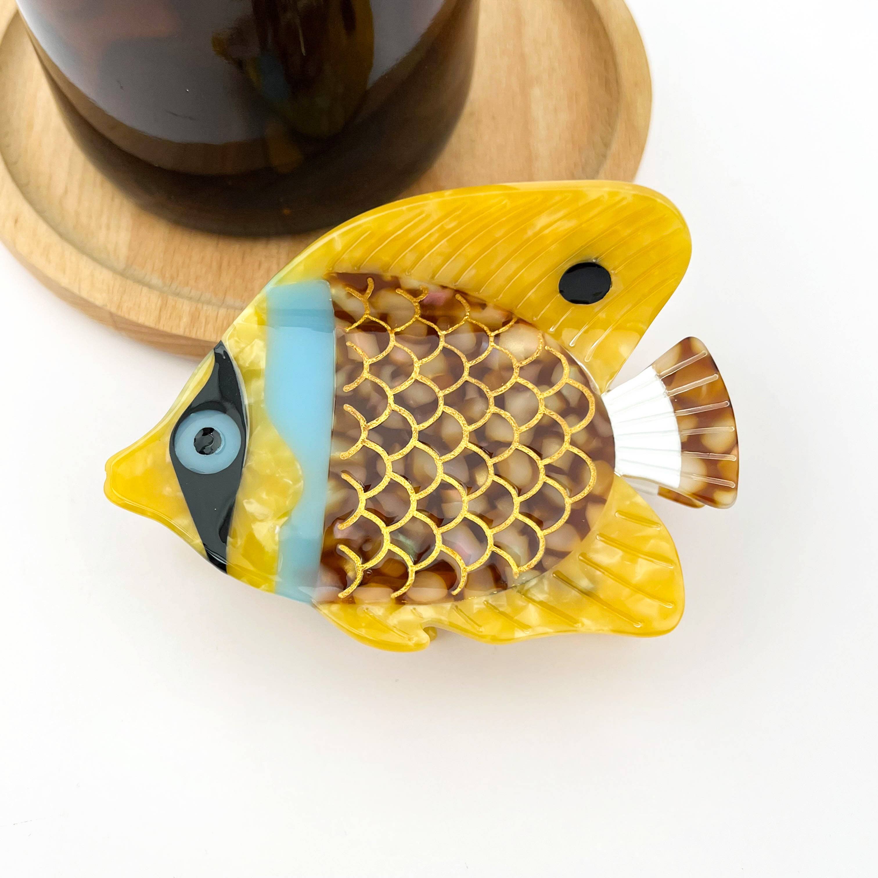 Fish Claw Clip - Yellow/Black Hair Accessories TheDivaSoap