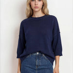 Navy Days Relaxed Sweater Sweaters Blu Pepper