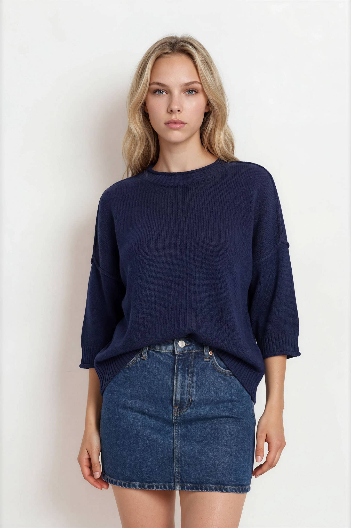 Navy Days Relaxed Sweater Sweaters Blu Pepper