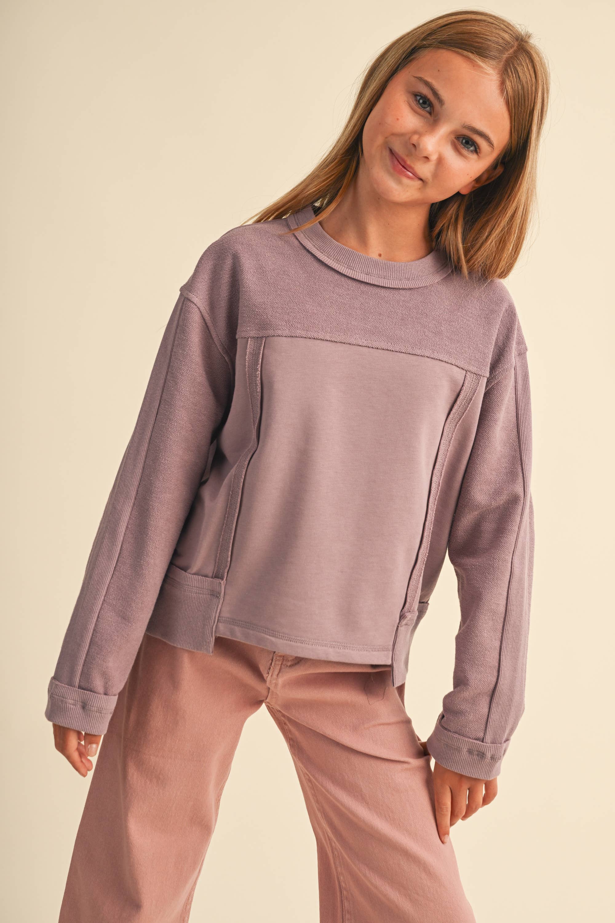 Girls Mauve Mood Top Girls Sweaters + Sweatshirts heart and arrow