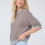 Café Cream Striped Sweater Sweaters Blu Pepper