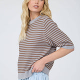 Café Cream Striped Sweater Sweaters Blu Pepper