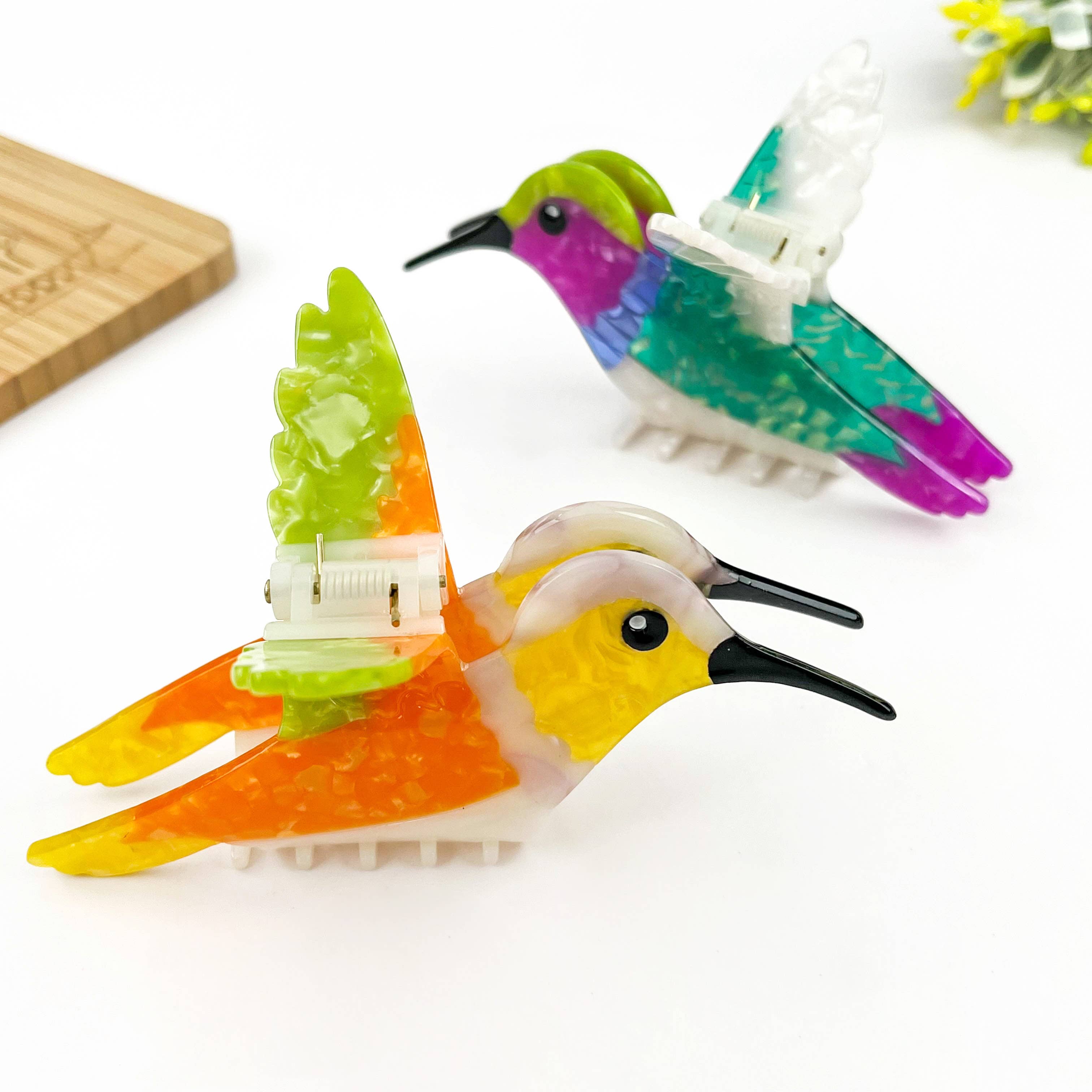 Hummingbird Hair Claw Clip, Elegant Acetate Bird Hair Clip: Hummingbird-Green Hair Accessories TheDivaSoap