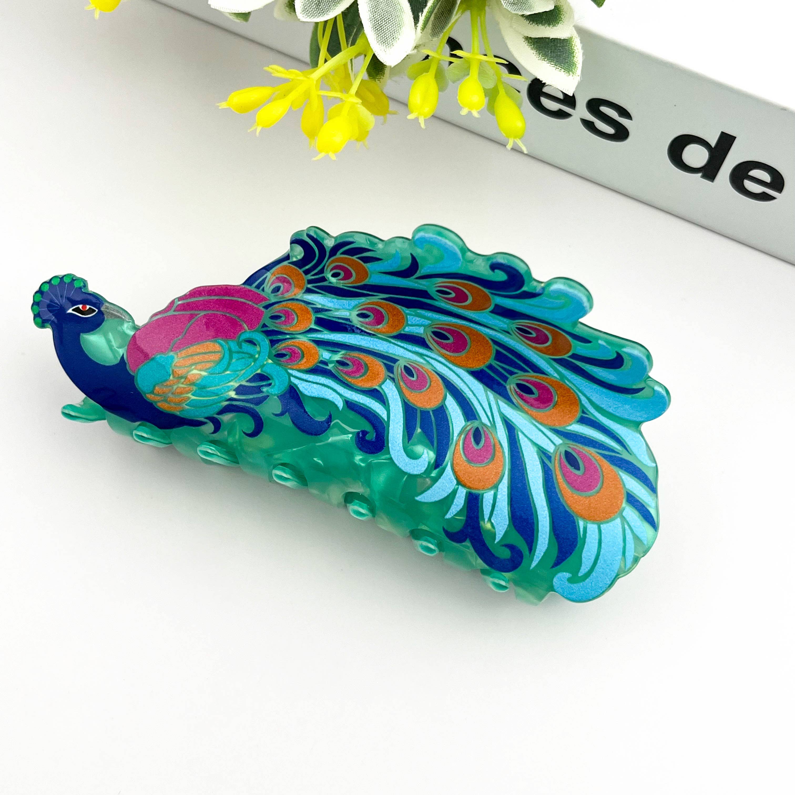 Creative Fashion Peacock Hair Claw Clip – Animal Style: Green Hair Accessories TheDivaSoap