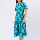 Kinsley Dress - Lagoon Bloom Ocean Long Dresses Mary Square