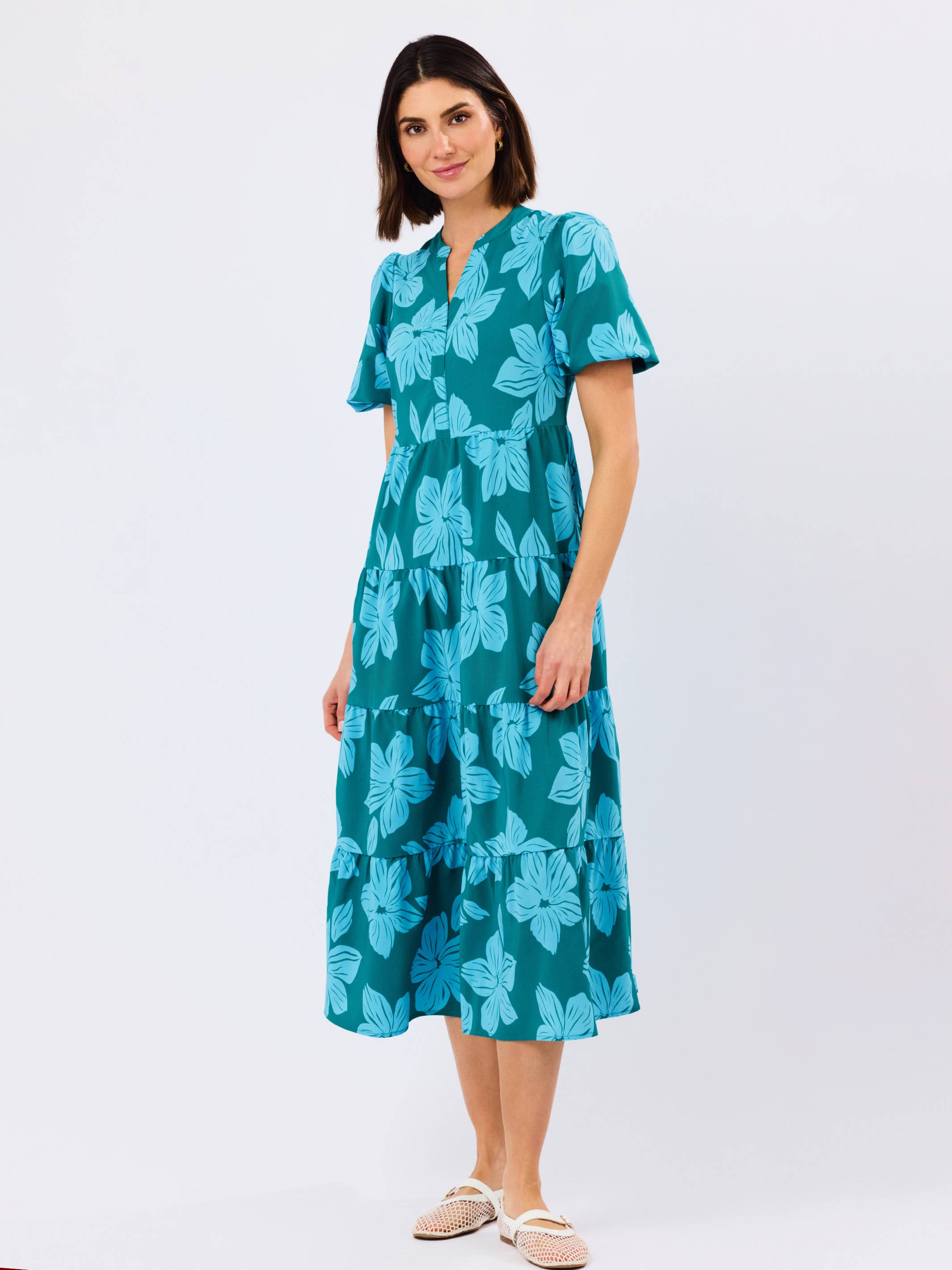 Kinsley Dress - Lagoon Bloom Ocean Long Dresses Mary Square
