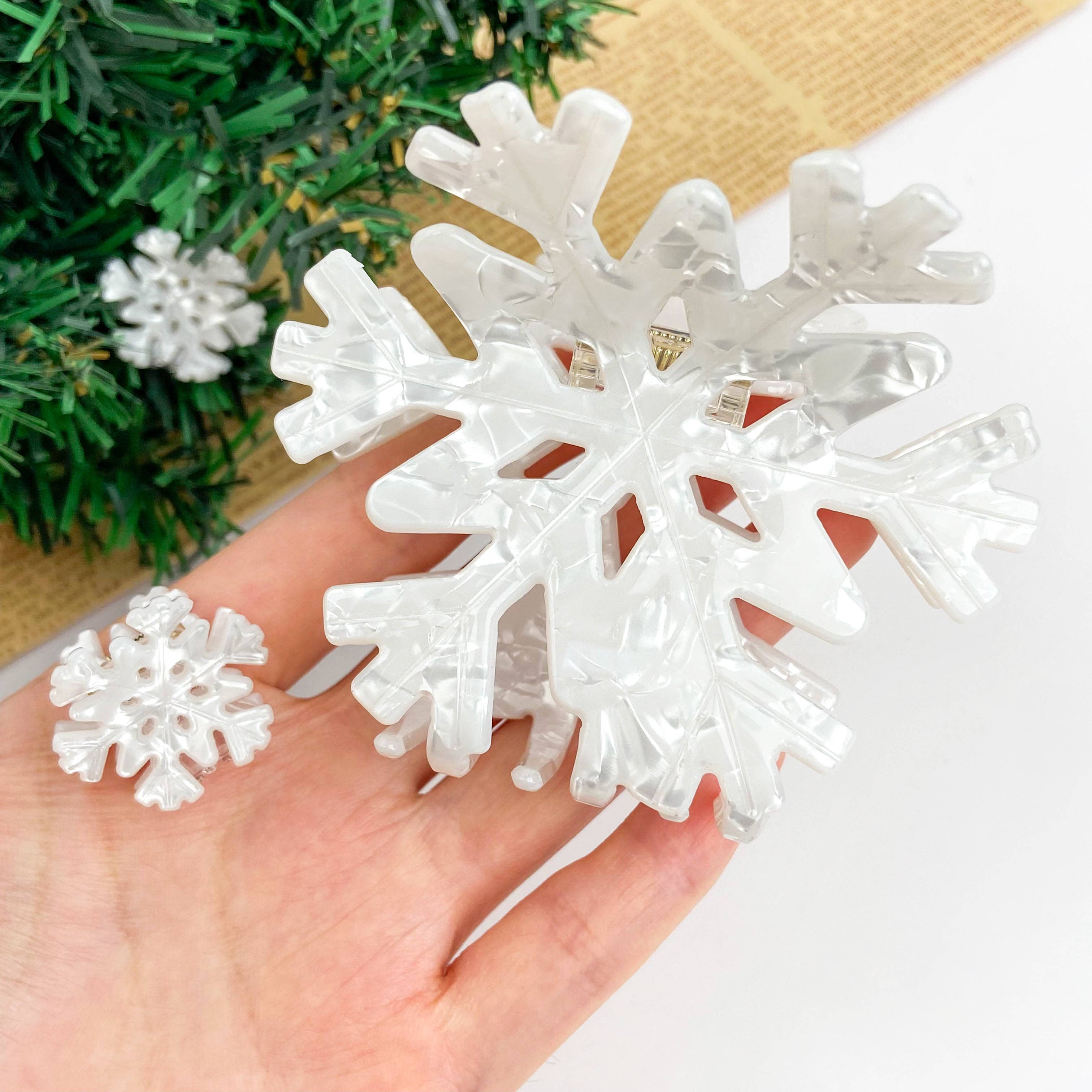 White Winter Snowflake Hair Claw Clip - Mini Hair Accessories TheDivaSoap
