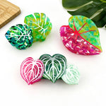 Red Palm Leaf & Monstera Acetate Hair Claw Clip Hair Accessories TheDivaSoap