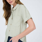 Canyon Comfort Button-Down Top - Sage Tops Blu Pepper