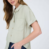Canyon Comfort Button-Down Top - Sage Tops Blu Pepper