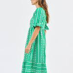 Riley Dress - Heritage Stitch Green Long Dresses Mary Square