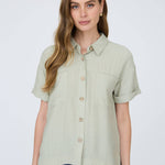Canyon Comfort Button-Down Top - Sage Tops Blu Pepper