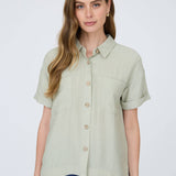 Canyon Comfort Button-Down Top - Sage Tops Blu Pepper