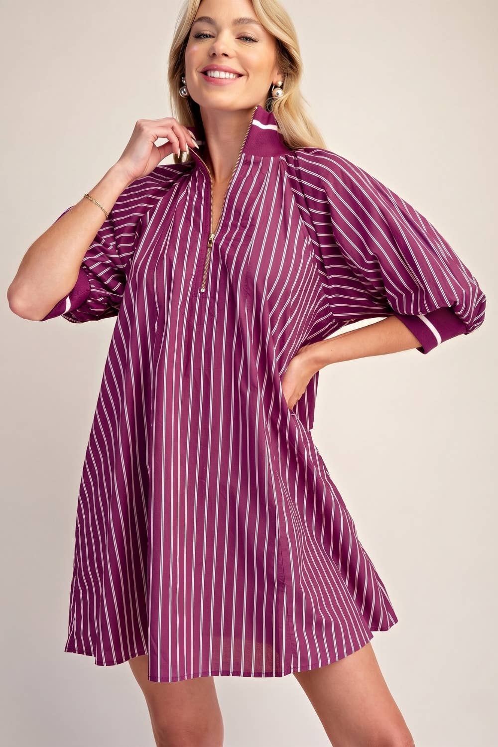 Berry Bold Striped Dress Short Dresses Glam