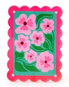 4x6 Scalloped Edge Acrylic Photo Frame - Assorted Home Decor Two's Company Pink