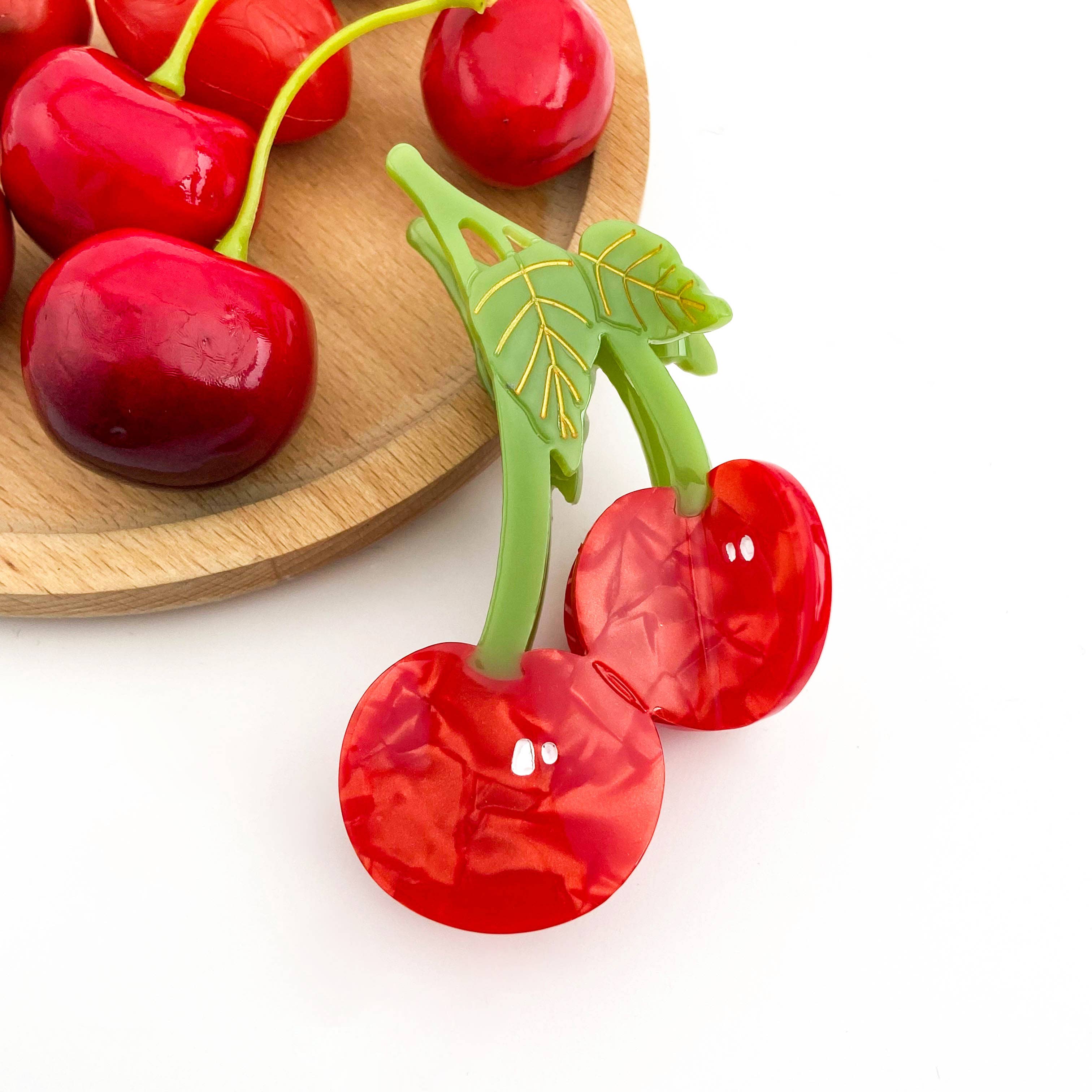 Sweet Red Cherry Claw Clip, Twin Cherries Hair Clip Hair Accessories TheDivaSoap