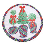 Round Bamboo Mat - Topiaries in Plaid Pots Seasonal Trade Cie