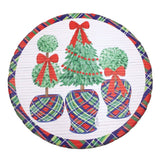 Round Bamboo Mat - Topiaries in Plaid Pots Seasonal Trade Cie