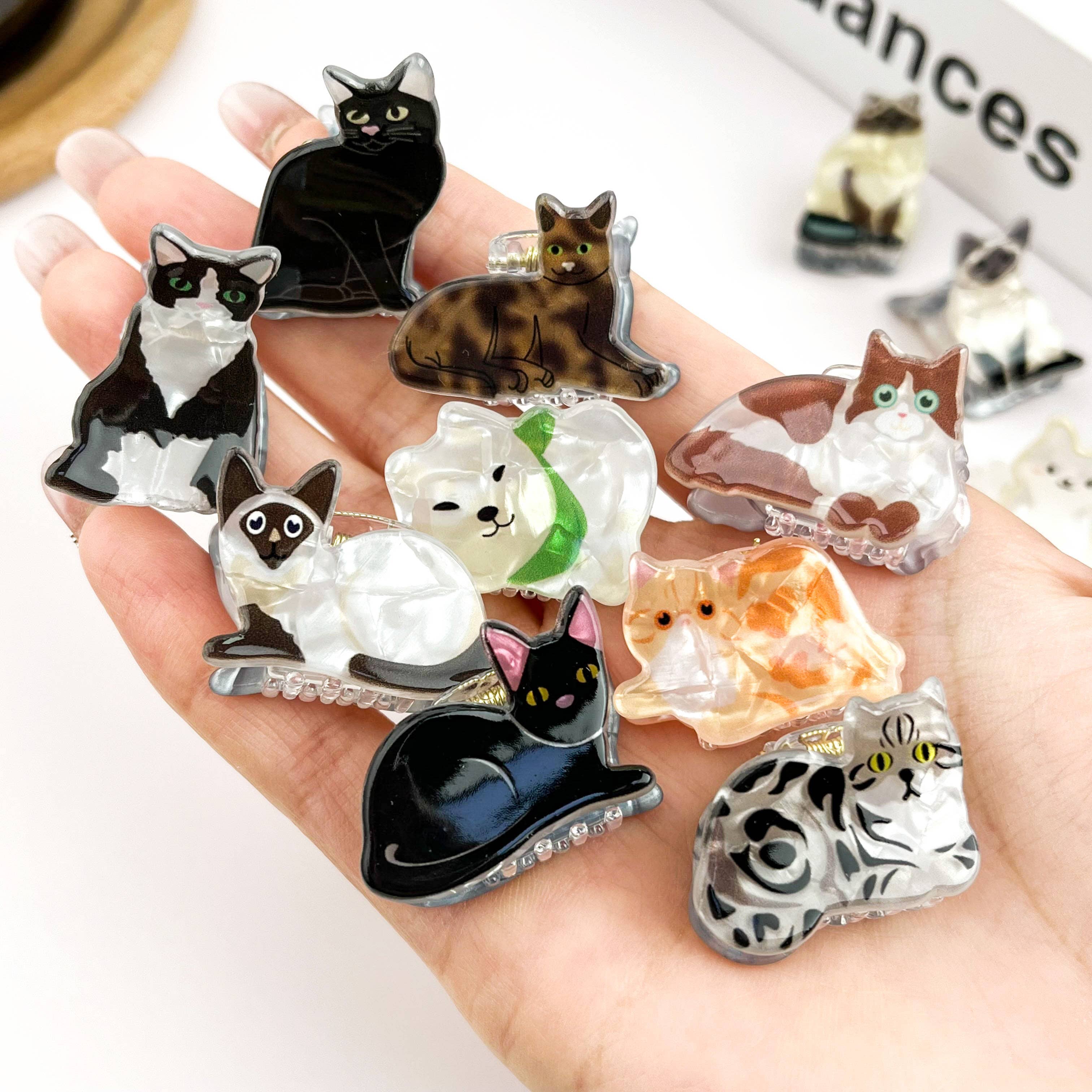 Mini Cat Hair Claw Clip - Black/White Hair Accessories TheDivaSoap