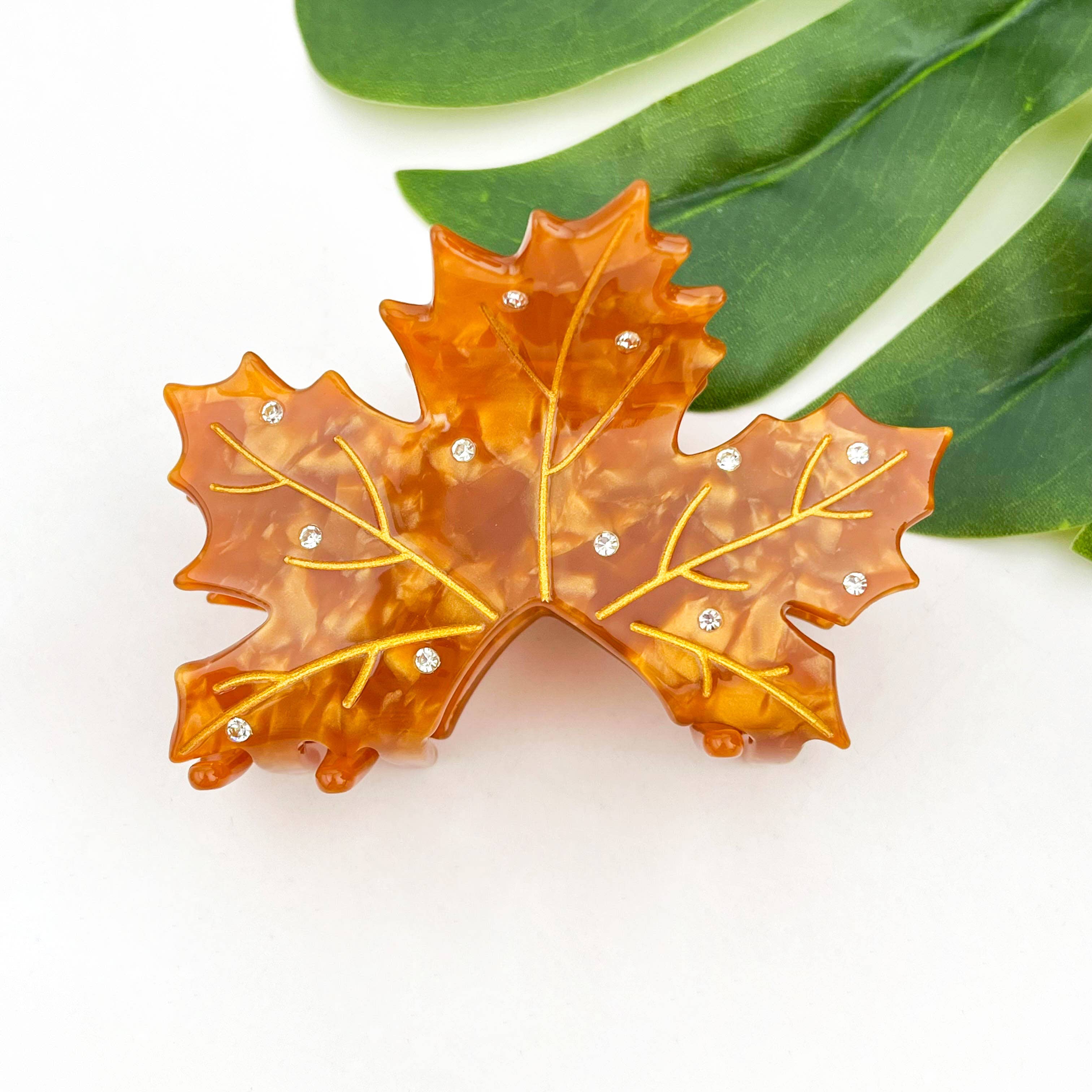 Maple Leaf Claw Clip - Red Hair Accessories TheDivaSoap
