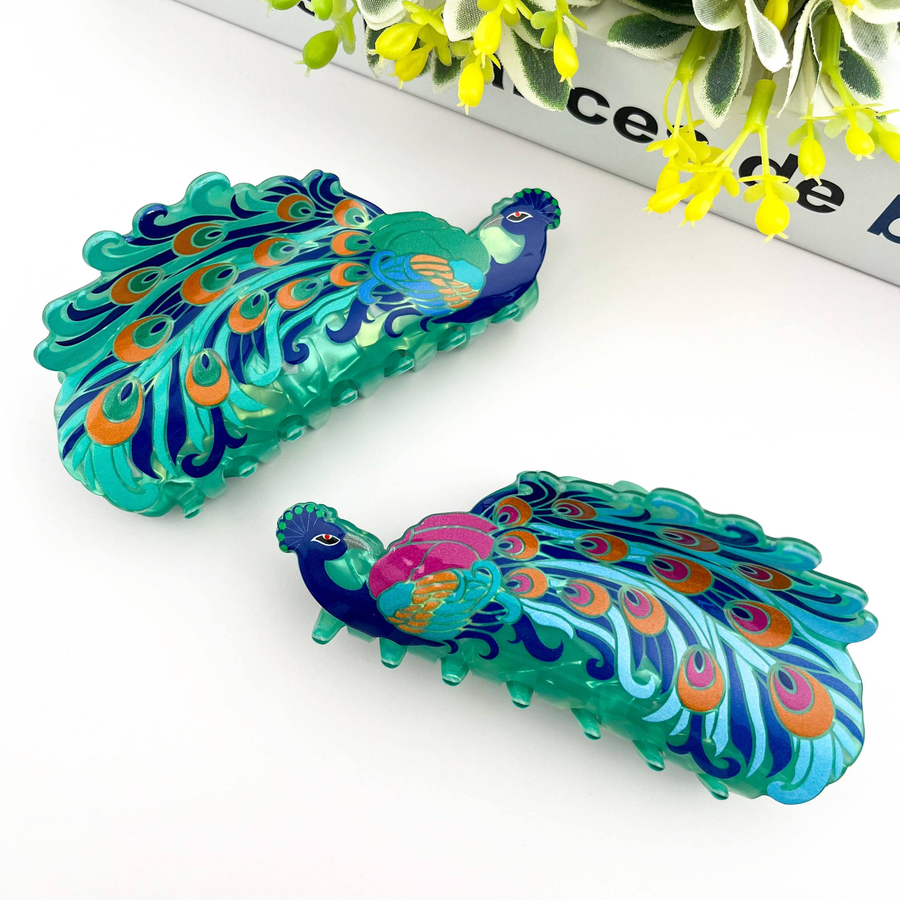 Creative Fashion Peacock Hair Claw Clip – Animal Style: Green Hair Accessories TheDivaSoap
