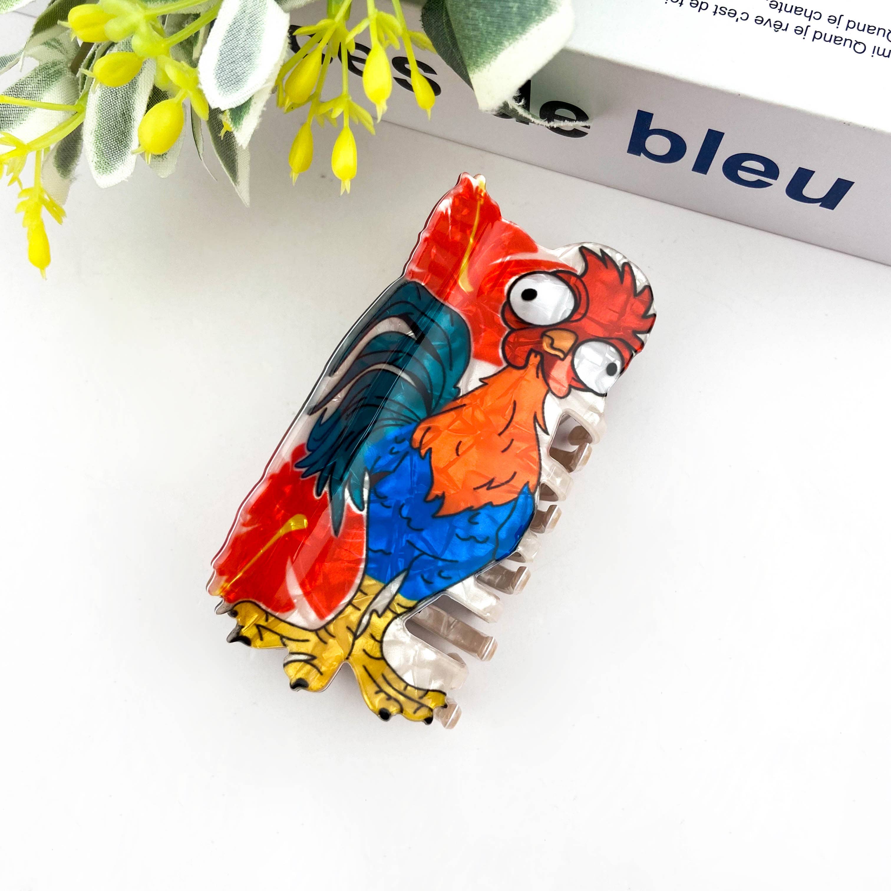 Funny Rooster Claw Clip, Acetate Festive Animal Hair Clip: Rooster Hair Accessories TheDivaSoap