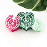 Red Palm Leaf & Monstera Acetate Hair Claw Clip Hair Accessories TheDivaSoap