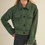 Whipstitch Suede Jacket - Hunter Green Outerwear &MERCI