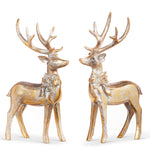7" Aged Gold Deer with Bow Ornament Seasonal Raz Imports