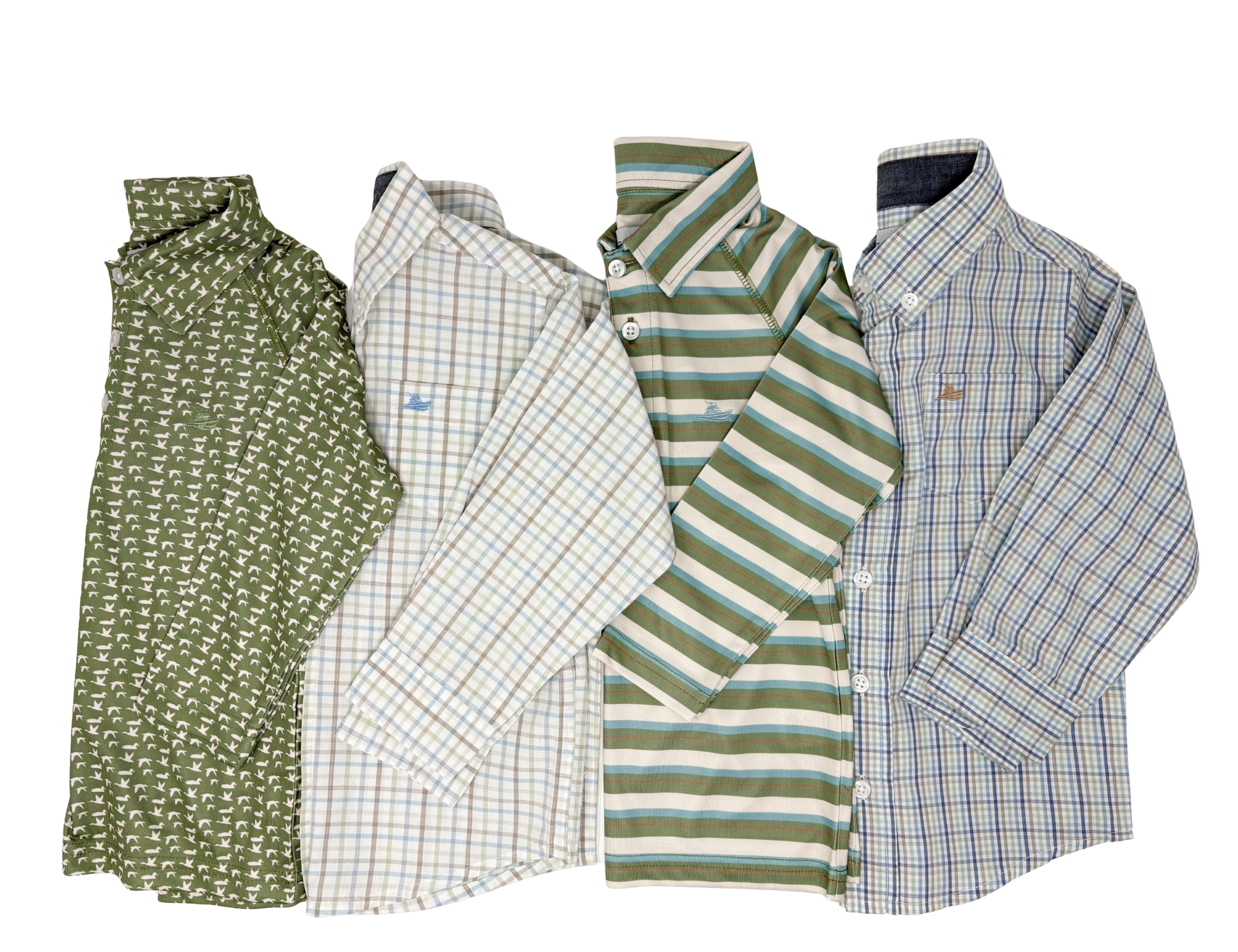 Boys L/S Polo - Cedar/Green/Pineapple Boys Shirts + Polos Southbound