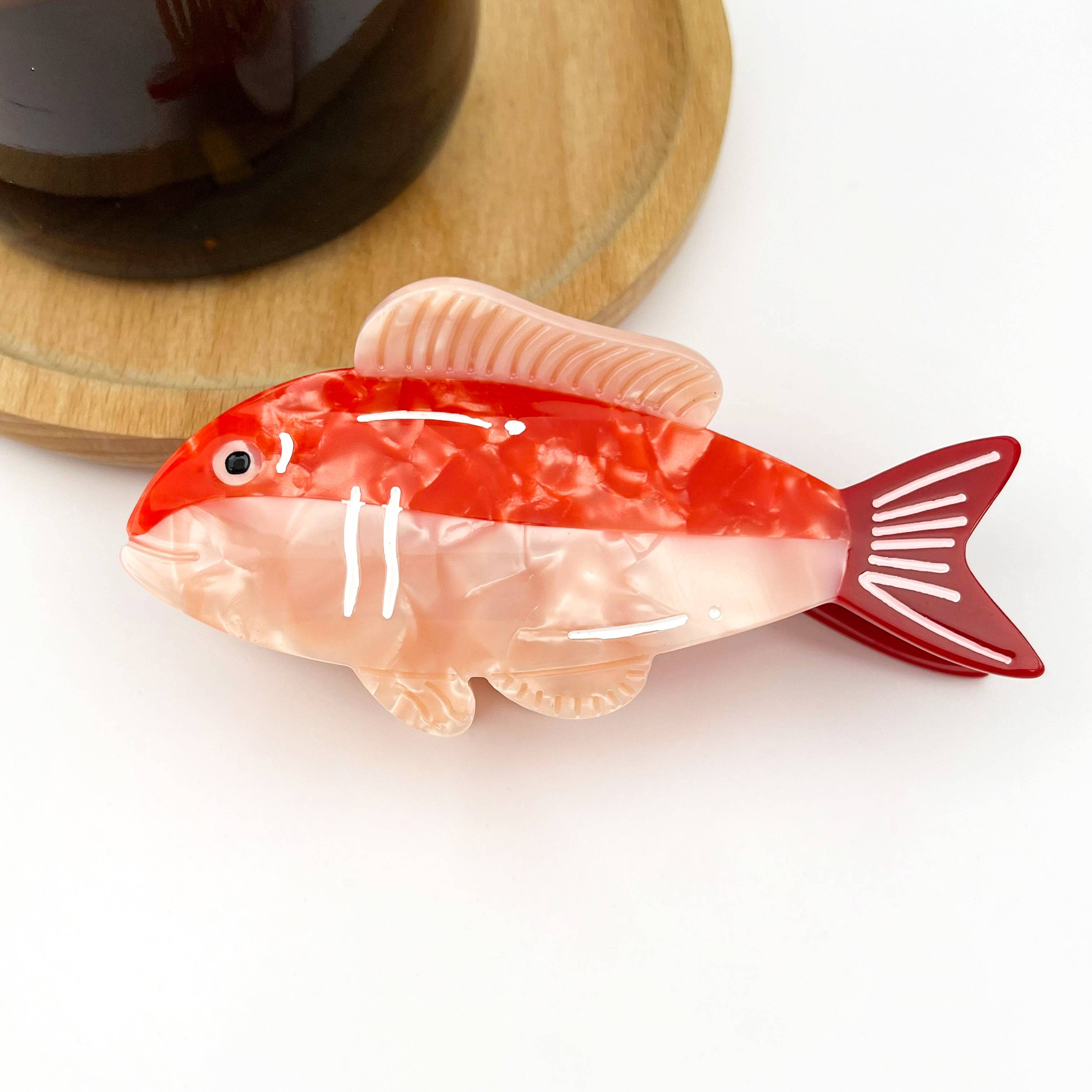 Fish Claw Clip - Red/Black Hair Accessories TheDivaSoap