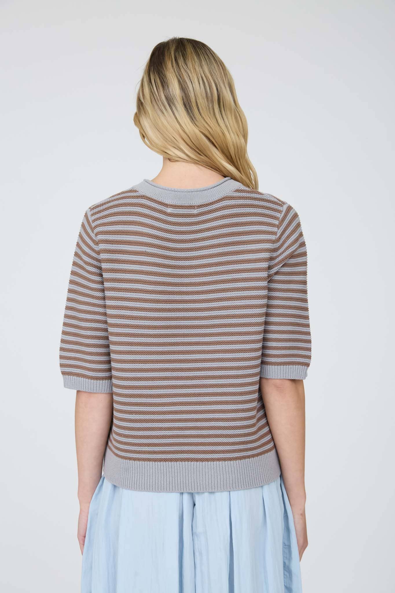 Café Cream Striped Sweater Sweaters Blu Pepper