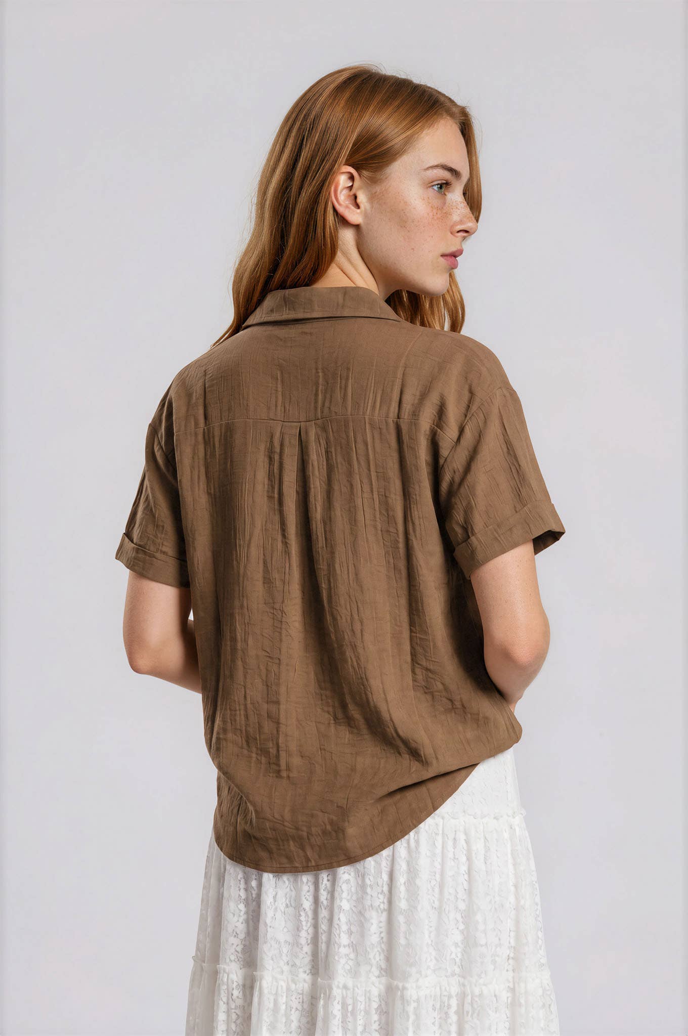 Canyon Comfort Button-Down Top - Brown Tops Blu Pepper