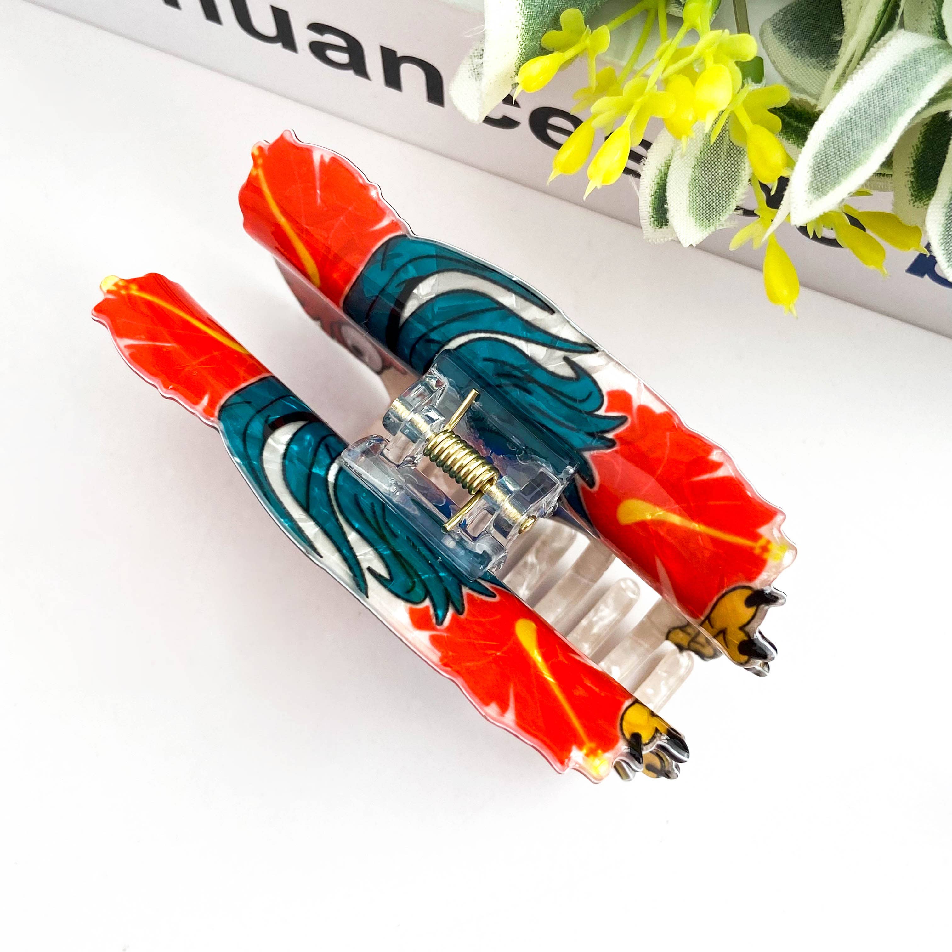 Funny Rooster Claw Clip, Acetate Festive Animal Hair Clip: Rooster Hair Accessories TheDivaSoap