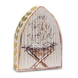 8" Jesus In Manger Textured Wood Block Seasonal Raz Imports