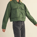Whipstitch Suede Jacket - Hunter Green Outerwear &MERCI