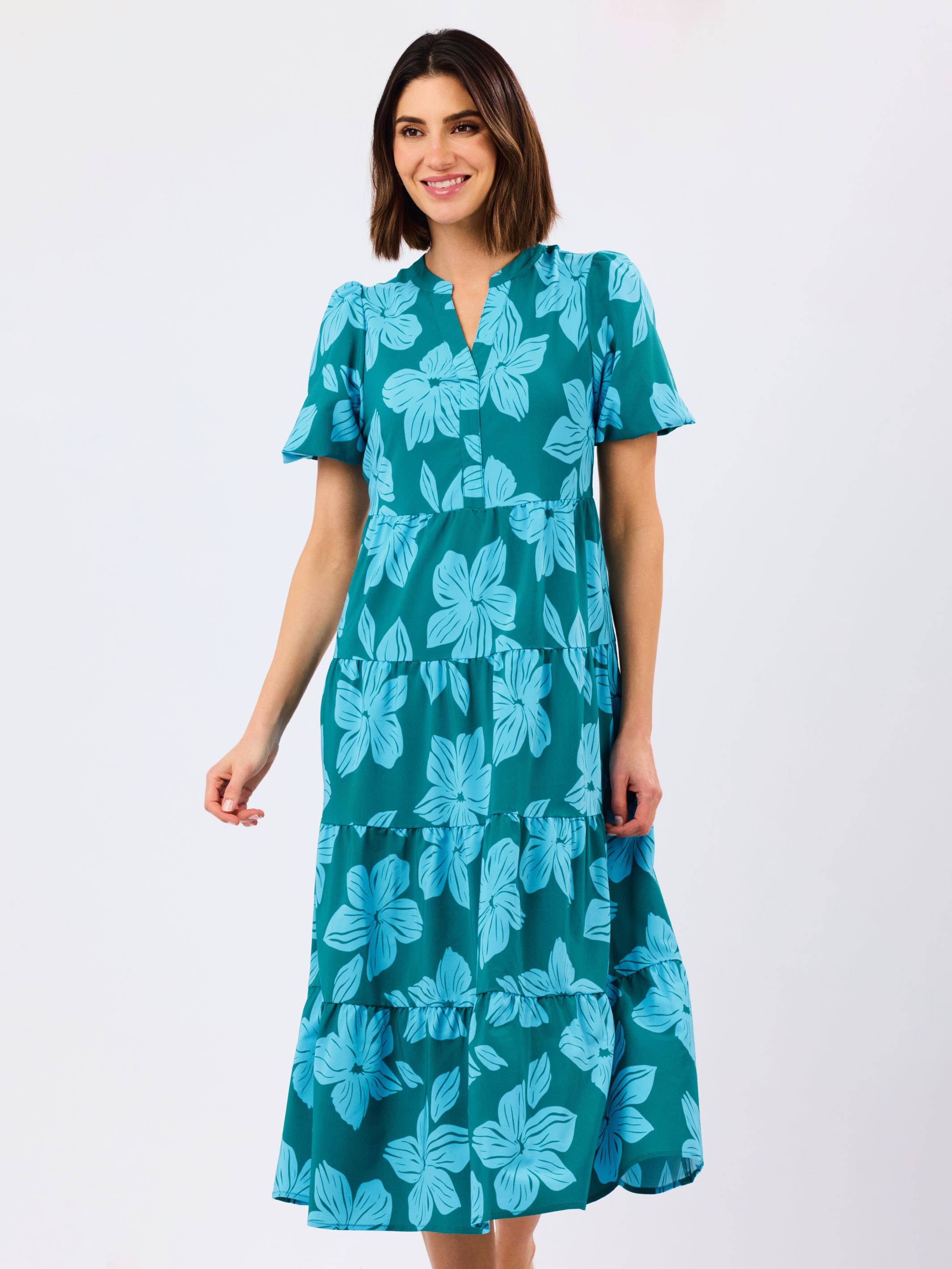 Kinsley Dress - Lagoon Bloom Ocean Long Dresses Mary Square
