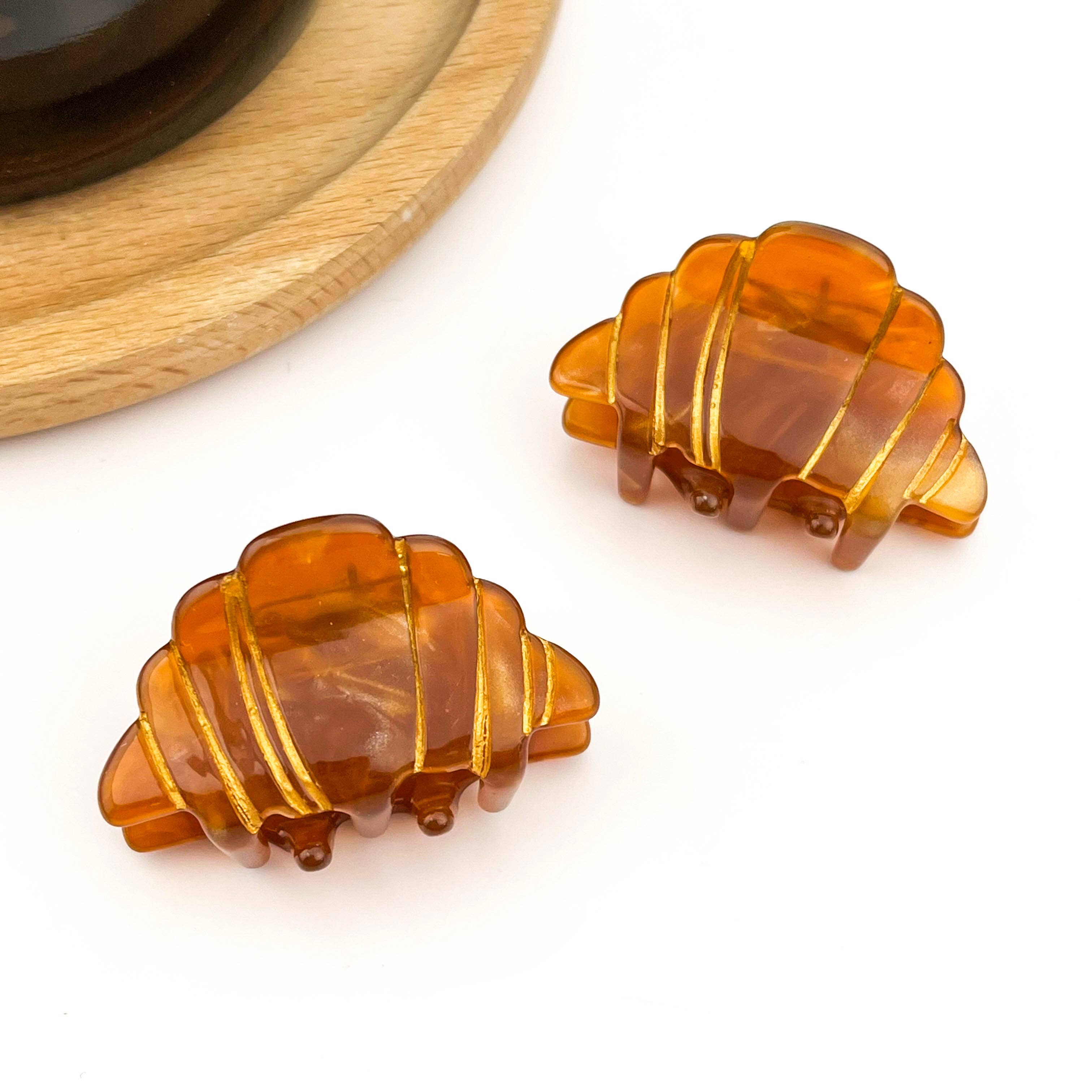 Mini Croissant Hair Claw Clip, Acetate Food-Themed Hair Clip: Mini Clip Hair Accessories TheDivaSoap