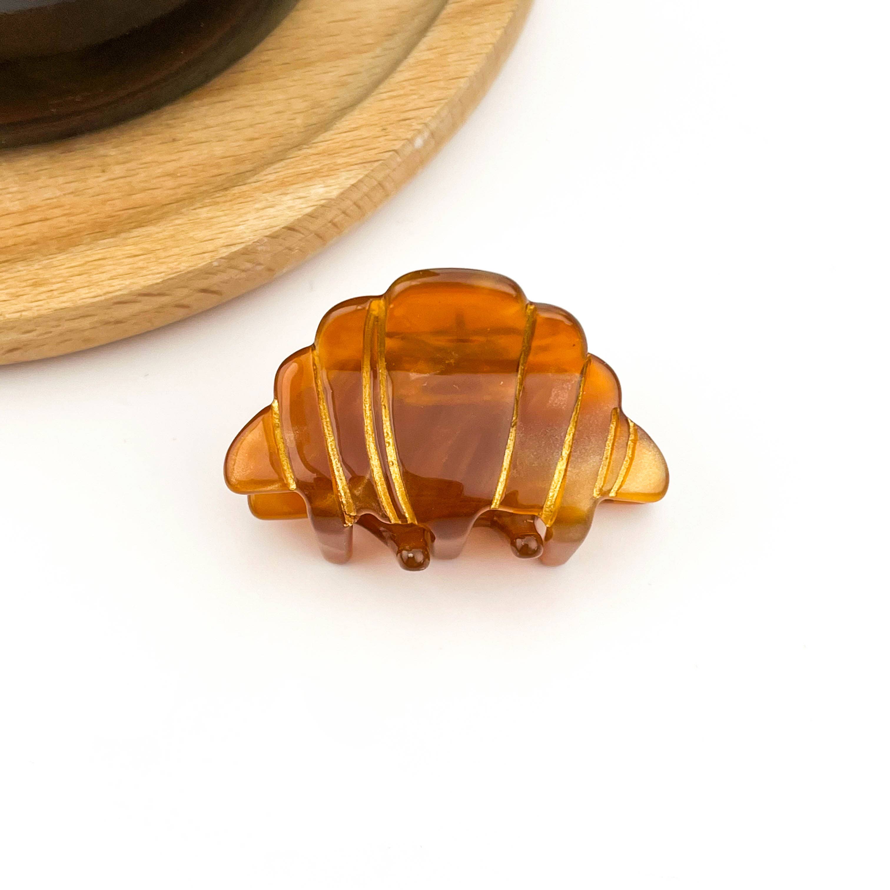 Mini Croissant Hair Claw Clip, Acetate Food-Themed Hair Clip: Mini Clip Hair Accessories TheDivaSoap