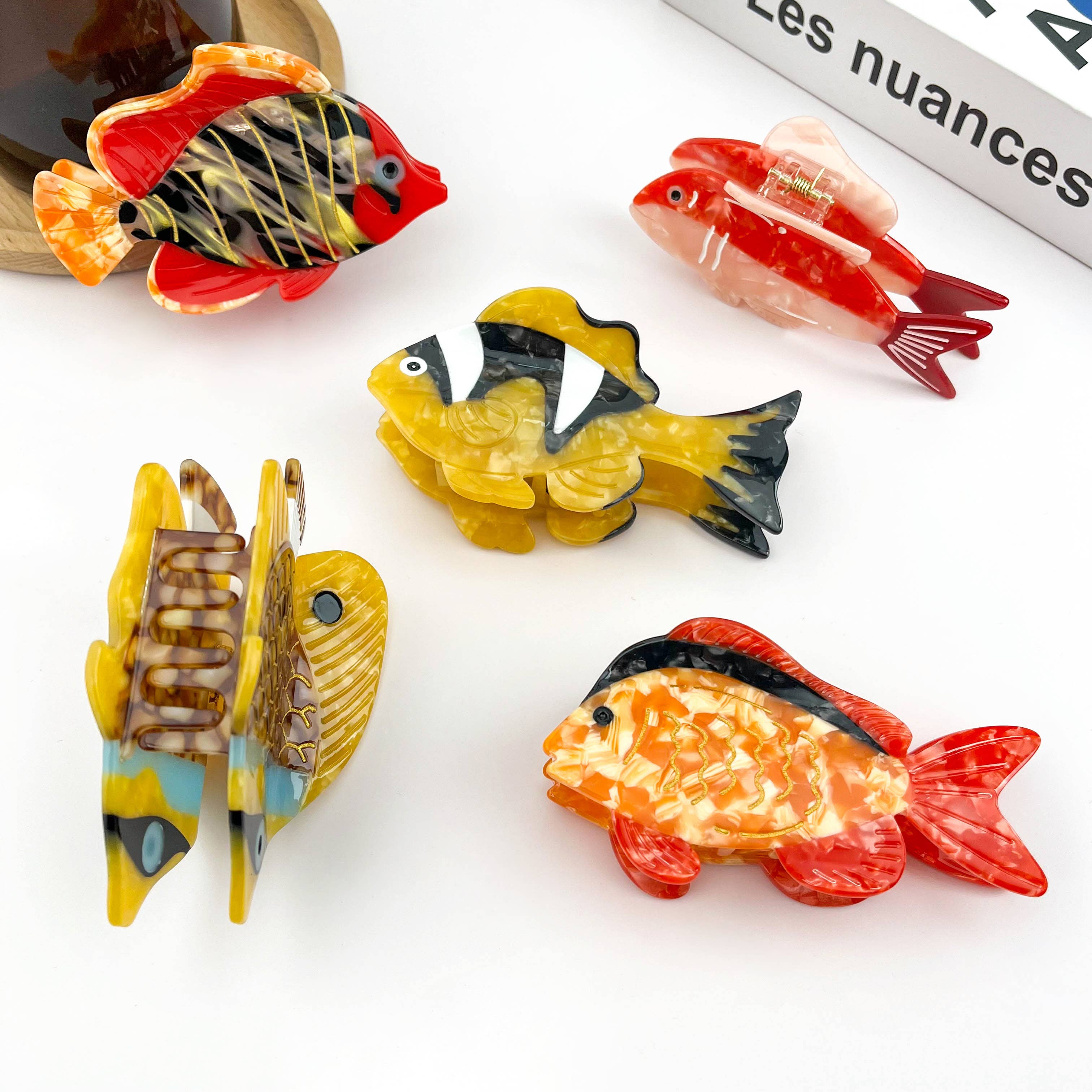 Fish Claw Clip - Yellow/Black Hair Accessories TheDivaSoap
