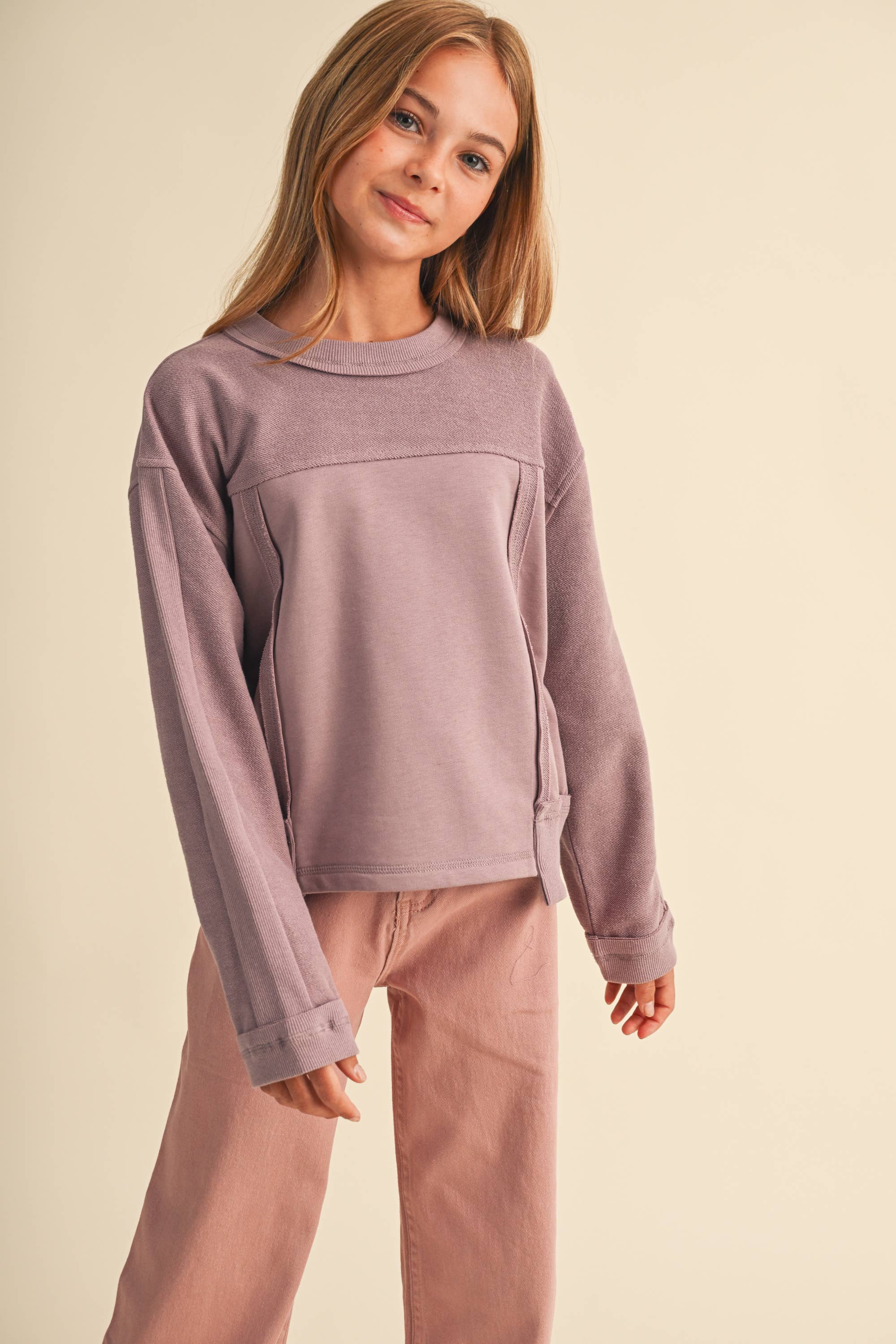 Girls Mauve Mood Top Girls Sweaters + Sweatshirts heart and arrow